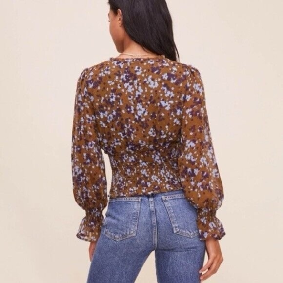 Astr the Label Floral Brown and Purple Women's Top size small - Picture 3 of 7